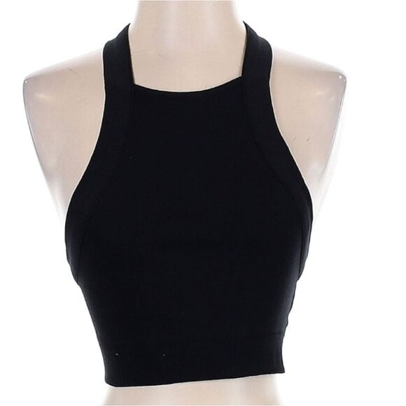 FREE PEOPLE Catch Up Brami crop top in black ribbbed Size Small - Picture 4 of 5